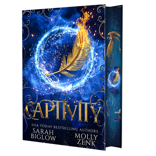 Captivity Special Edition hardcover by Sarah Biglow and Molly Zenk featuring sprayed edge art by Therena Carlin and cover design by Deranged Doctor Design
