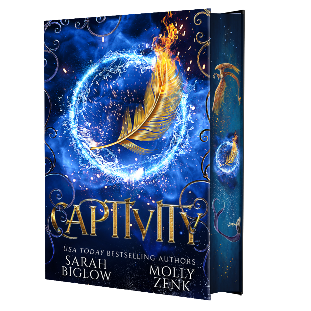 Captivity Special Edition hardcover by Sarah Biglow and Molly Zenk featuring sprayed edge art by Therena Carlin and cover design by Deranged Doctor Design