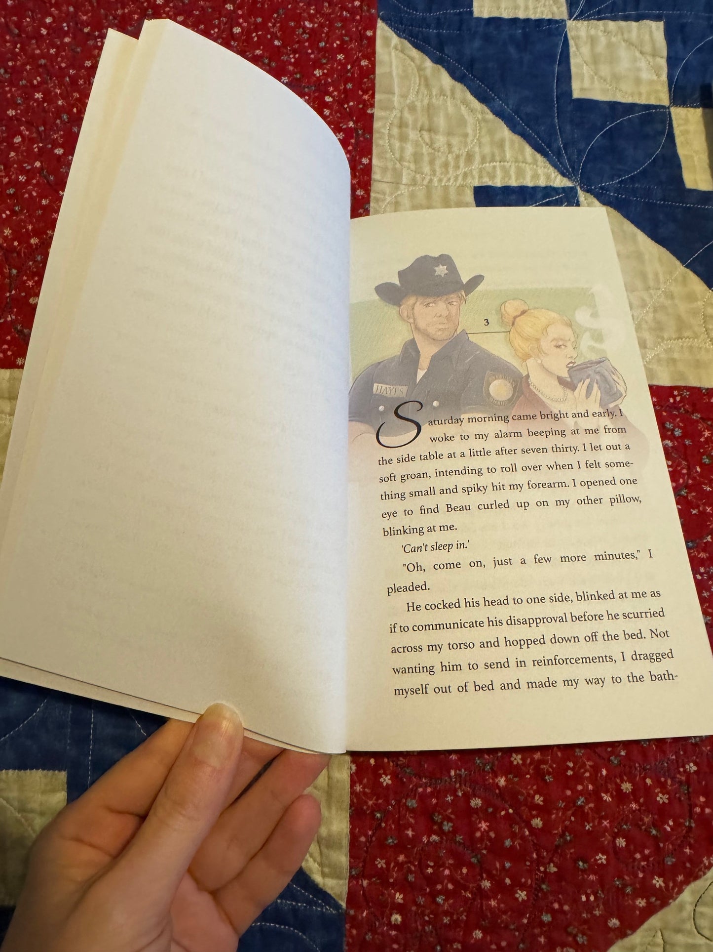 Brookhaven Cozy Mysteries interior chapter art featuring Rick, the Cheif of Police, with his sister, Ginny, paranormal cozy mystery series
