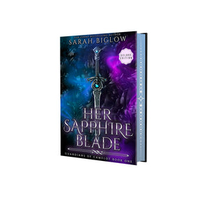 Her Sapphire Blade - Guardians of Camelot Book 1 hardcover with foiled dust jacket and colorful printed edge