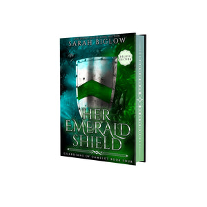 Her Emerald Shield - Guardians of Camelot book 4 hardcover with foiled dust jacket and colorful printed edges
