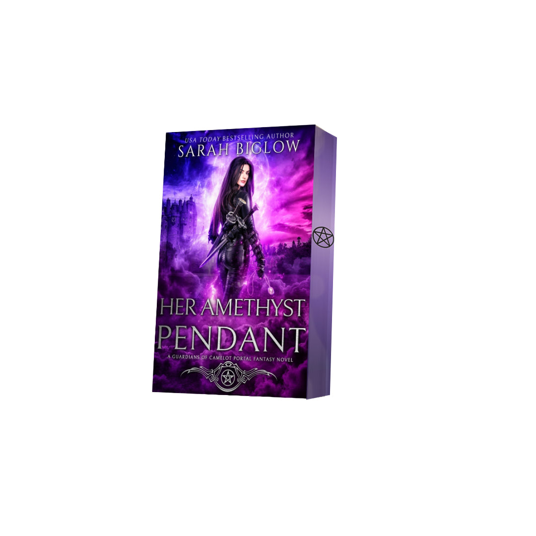 Paperback of Her Amethyst Pendant with decorative edges by Sarah Biglow on white background