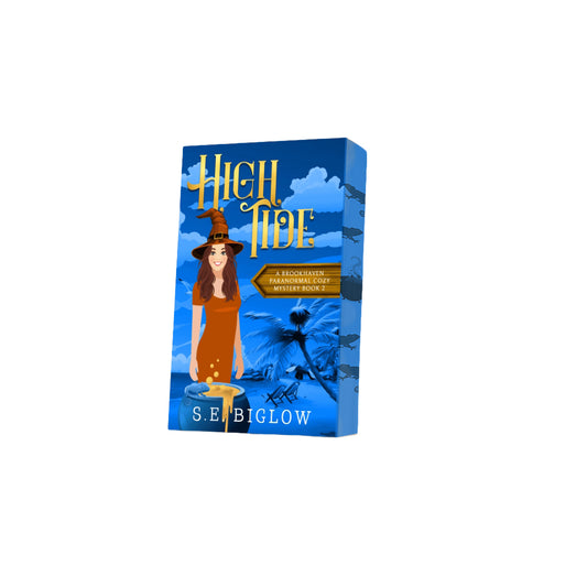 Paperback of High Tide with decorative edges by S.E. Biglow on a white background